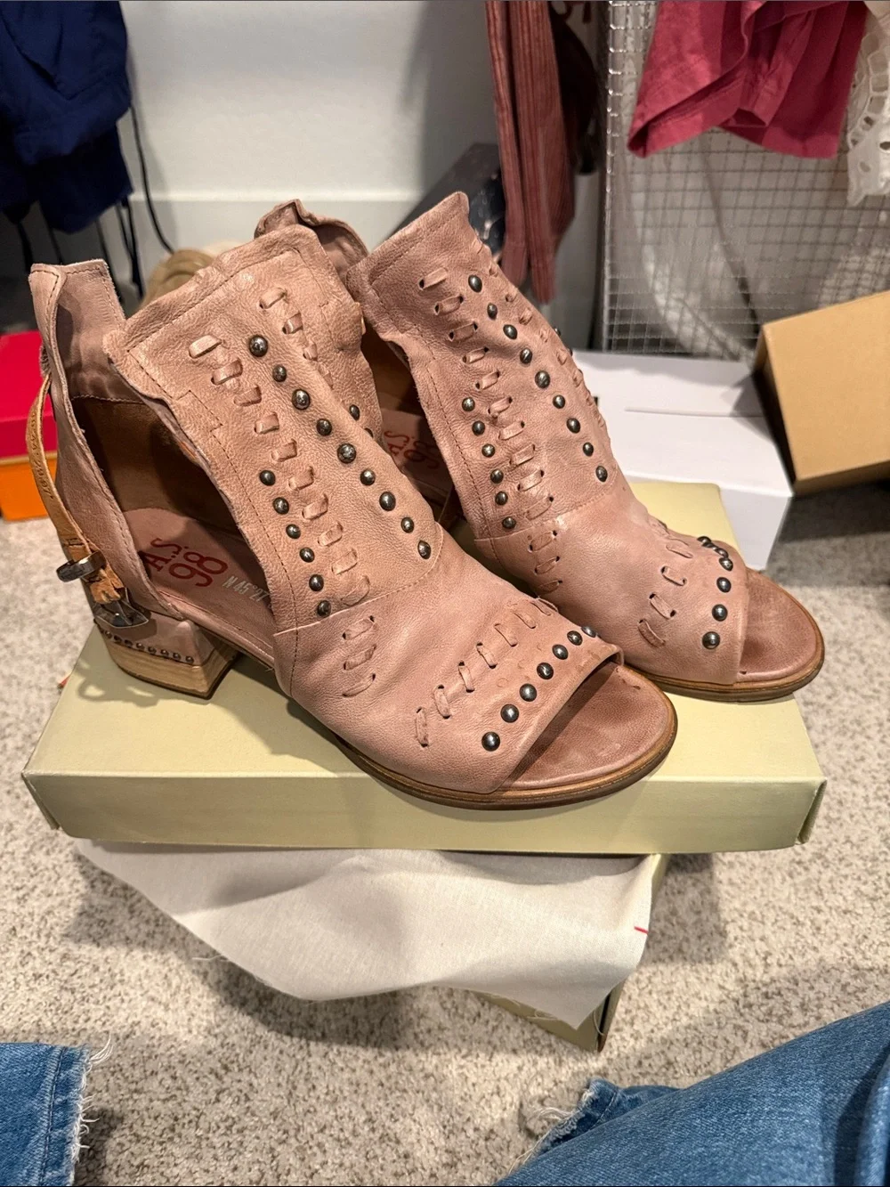 A.S.98 small block chunk heel sandal. Worn once.